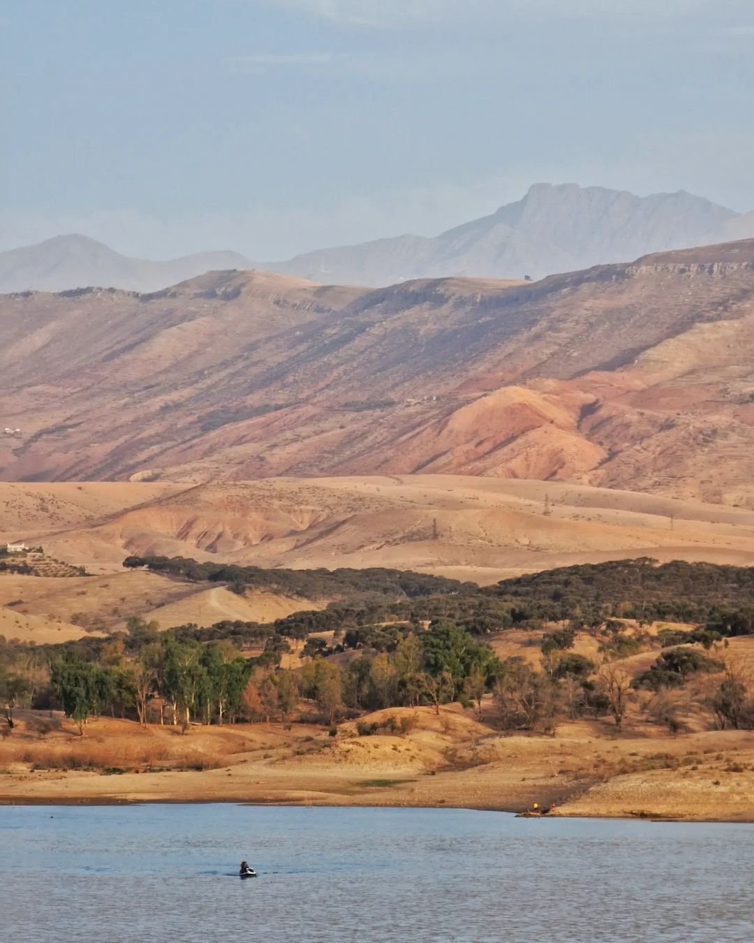 Lalla Takerkoust lake near Marrakech with mountain views and calm water