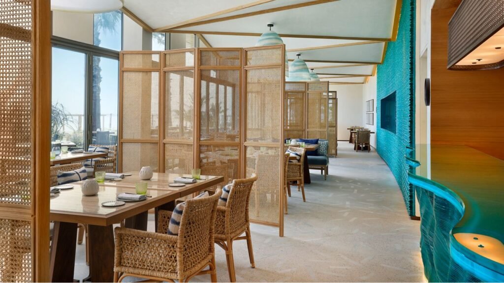 Interior dining space at Gishiki 45 restaurant at St. Regis Red Sea Resort