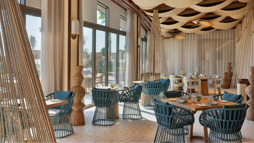 Indoor dining room at Nesma Restaurant at St. Regis Red Sea Resort