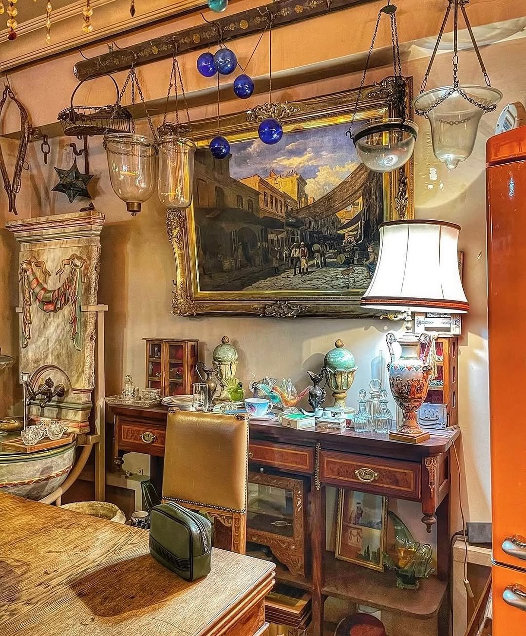 Antique shop filled with vintage furniture and objects in Çukurcuma Istanbul