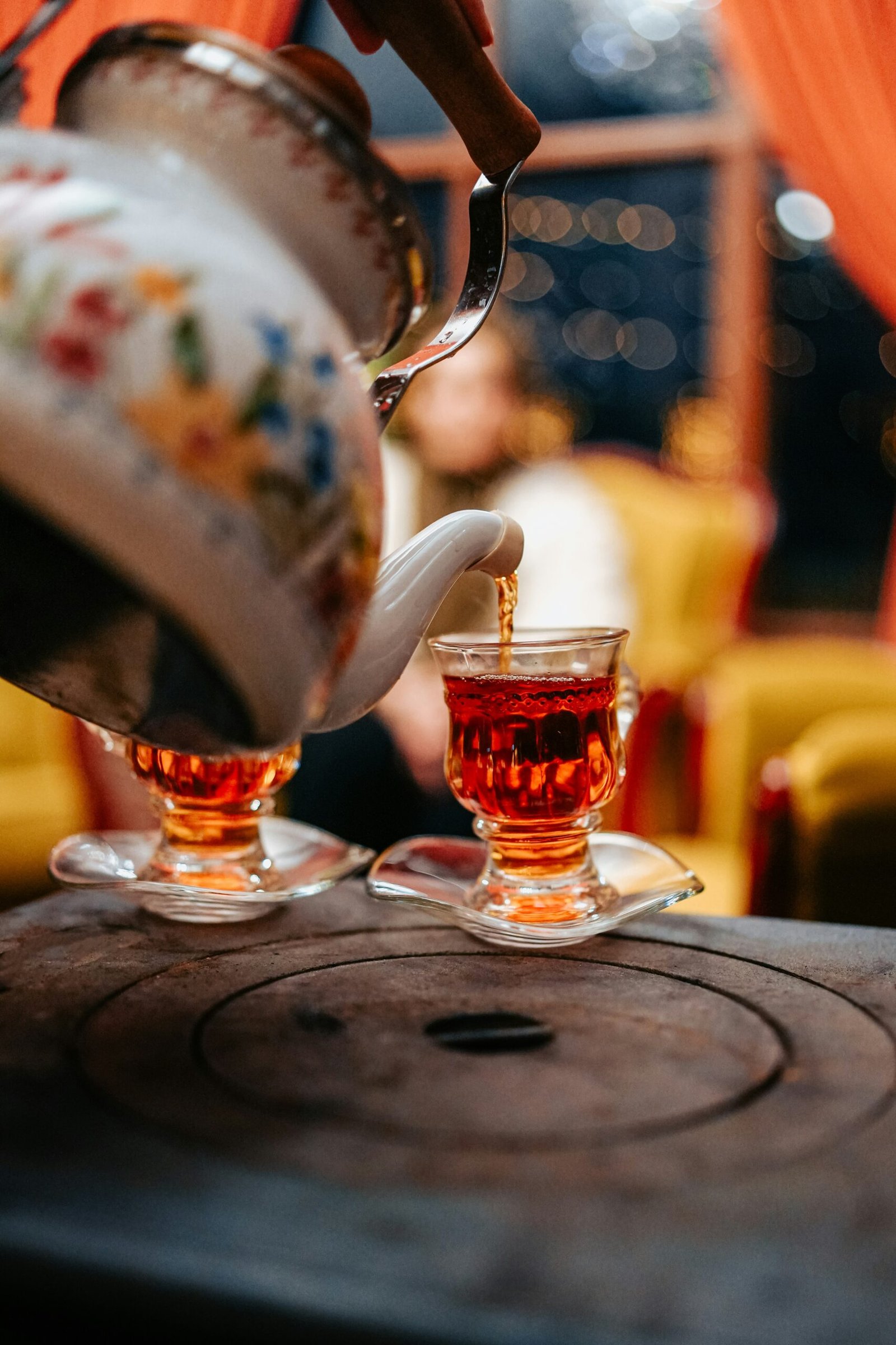 Traditional Turkish tea served in tulip-shaped glasses in Istanbul