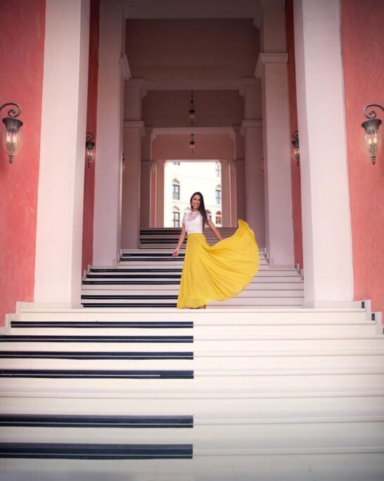 The famous piano stairs in Pearl Qatar