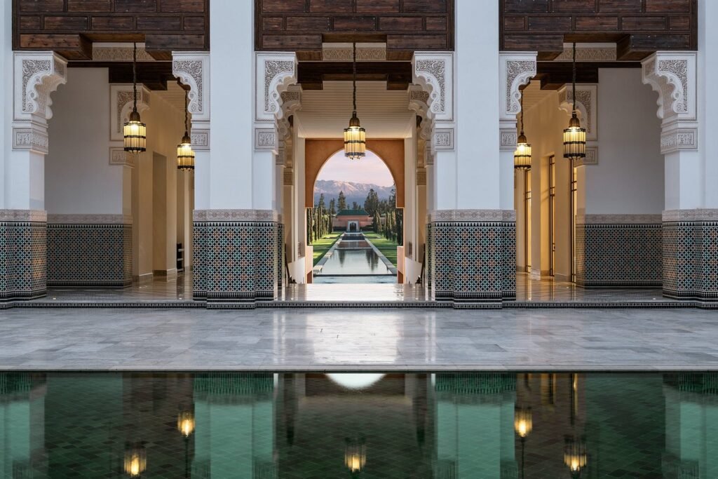 The Oberoi Marrakech luxury resort with gardens and water features in Morocco