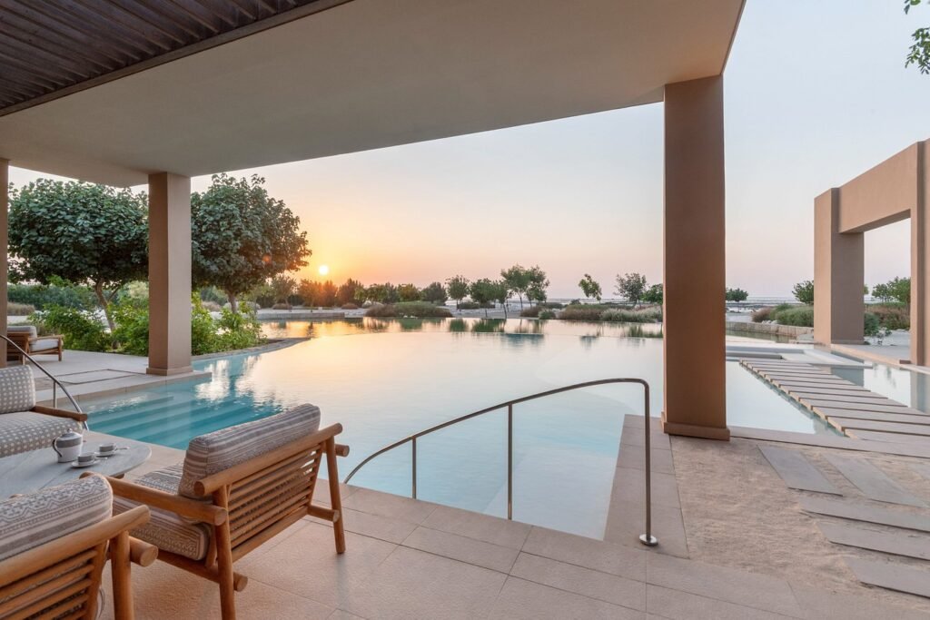 Zulal Wellness Resort on Qatar’s northern coast with modern wellness retreat architecture
