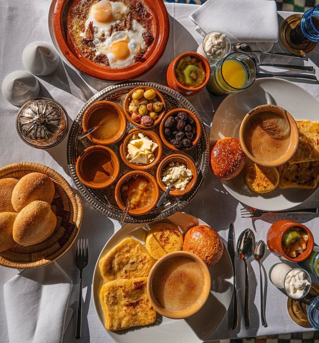 Traditional Moroccan breakfast in a hotel in Agadir