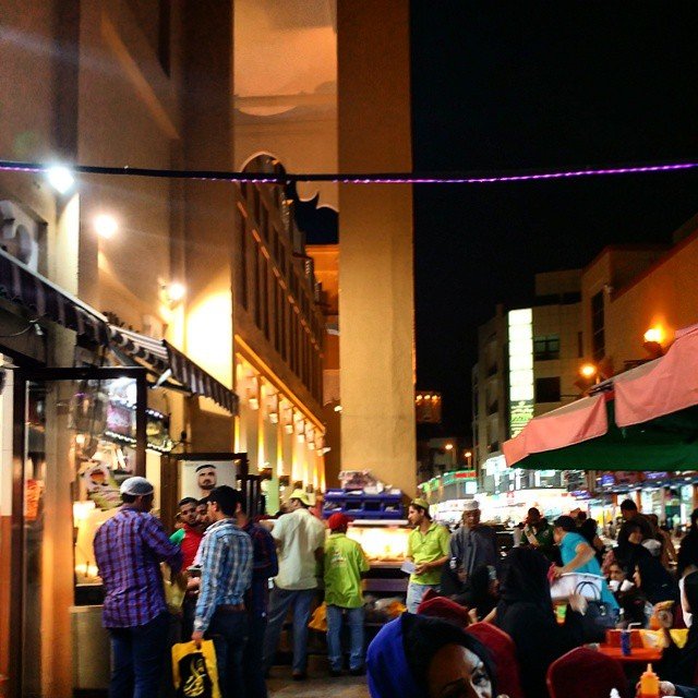 Naif Souk in Dubai at night