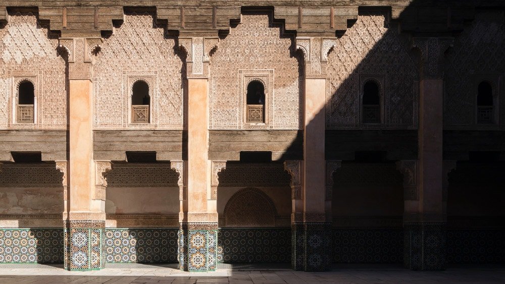 Courtyard of the Ben Youssef Medersa in the Medina of Marrakech -