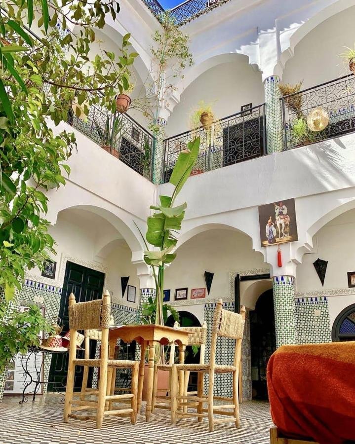 In the courtyard of the Riad Sijane youth hostel in Marrakech.