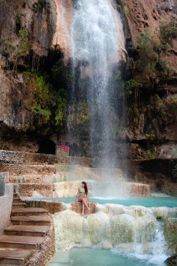 The public waterfalls of Ma’In Hot Springs in Jordan