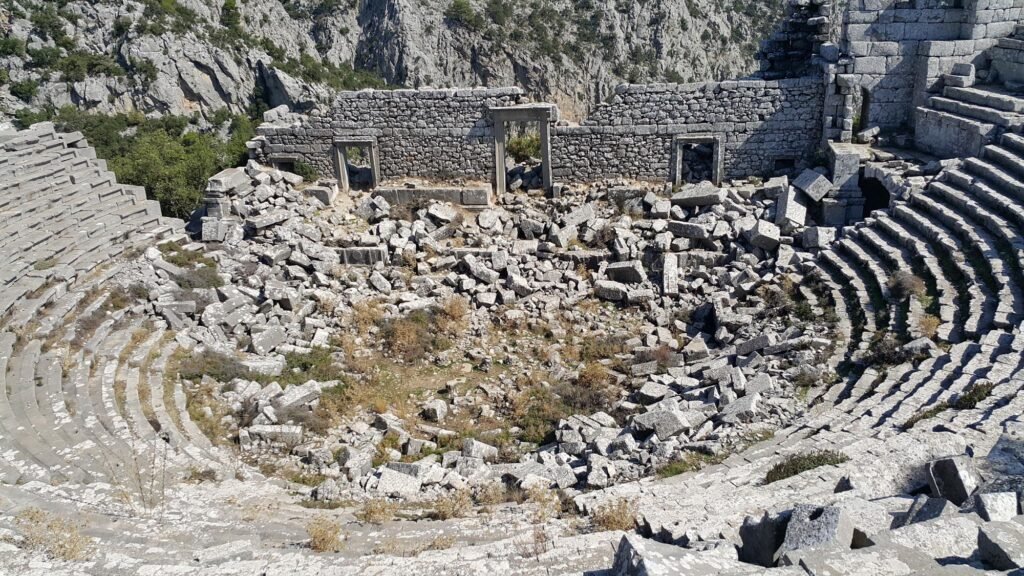 Ancient stone ruins of Termessos in the mountains near Antalya