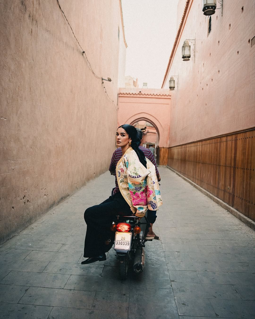 Woman wearing elegant clothes in Chefchaouen