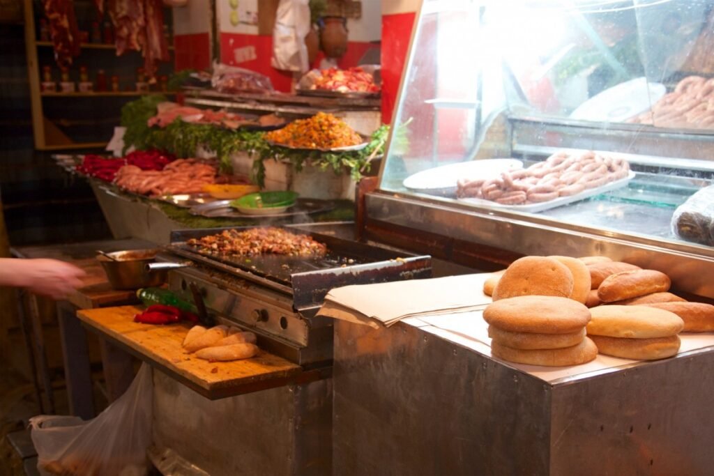 Moroccan sandwich at the Guezzarine market,
