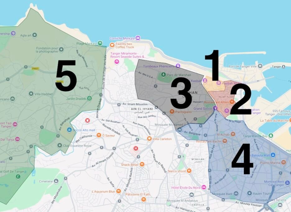 tanger map of districts