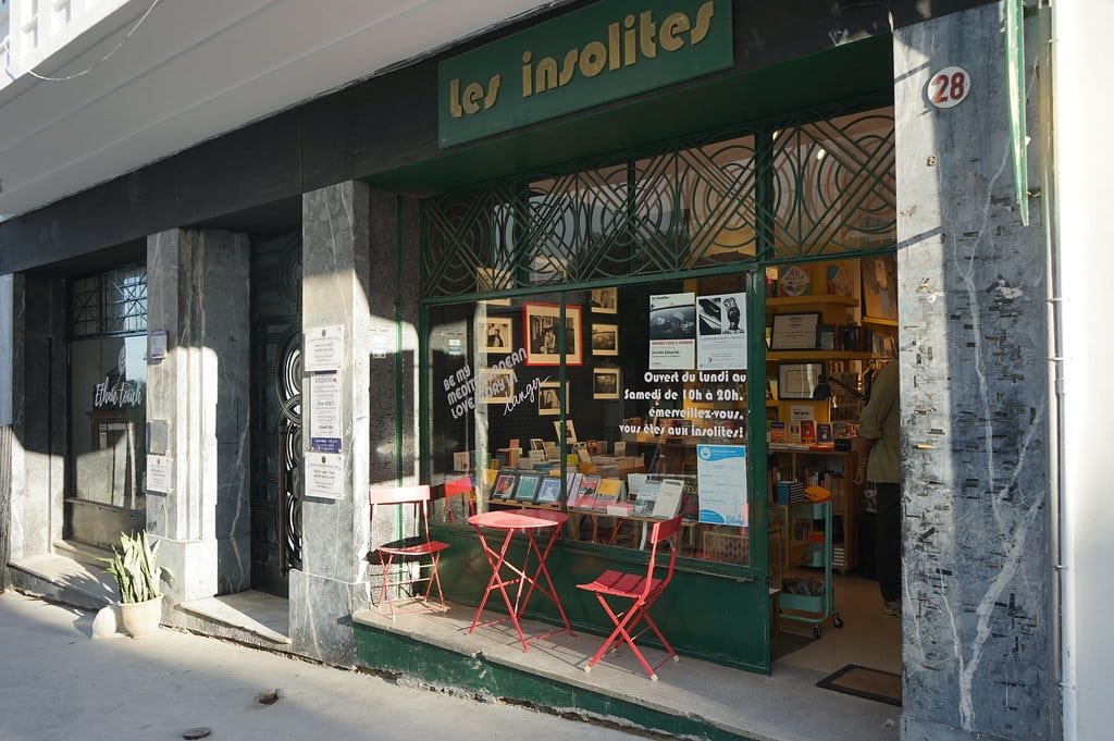 The "Les Insolites" bookstore in the city center of Tangier.