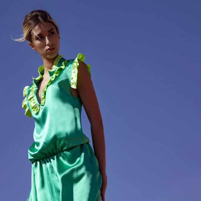 Woman in green dress