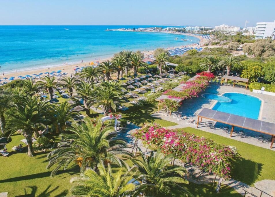 Alion Beach Hotel in Ayia Napa with pool and beachfront holiday setting