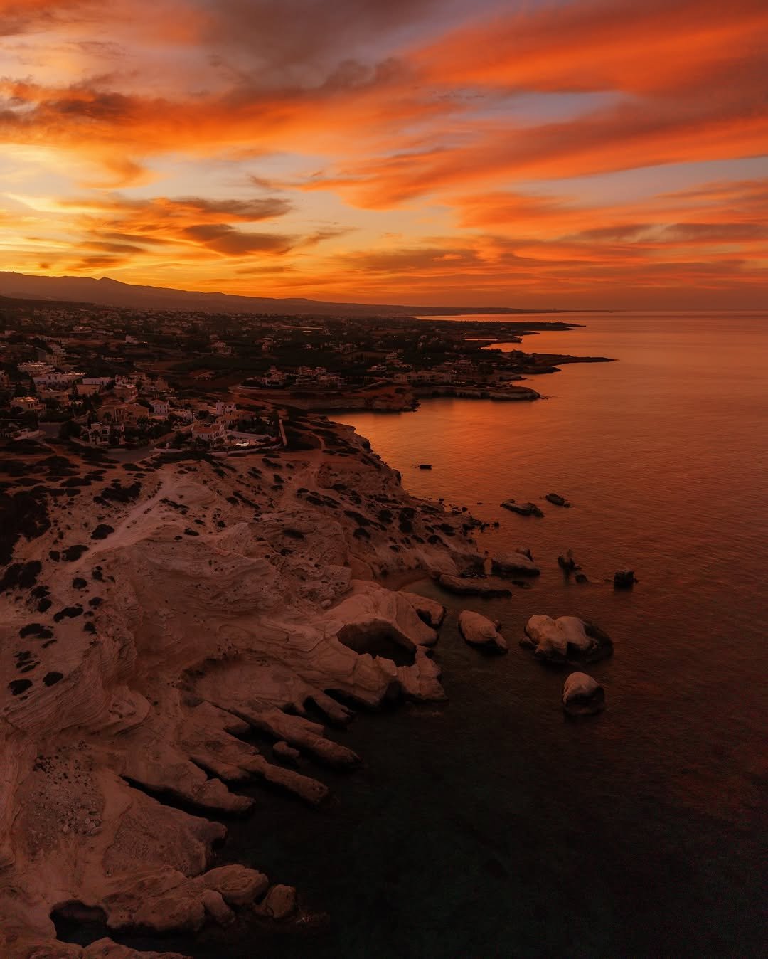 Cape Greco at sunset with golden sea views near Ayia Napa