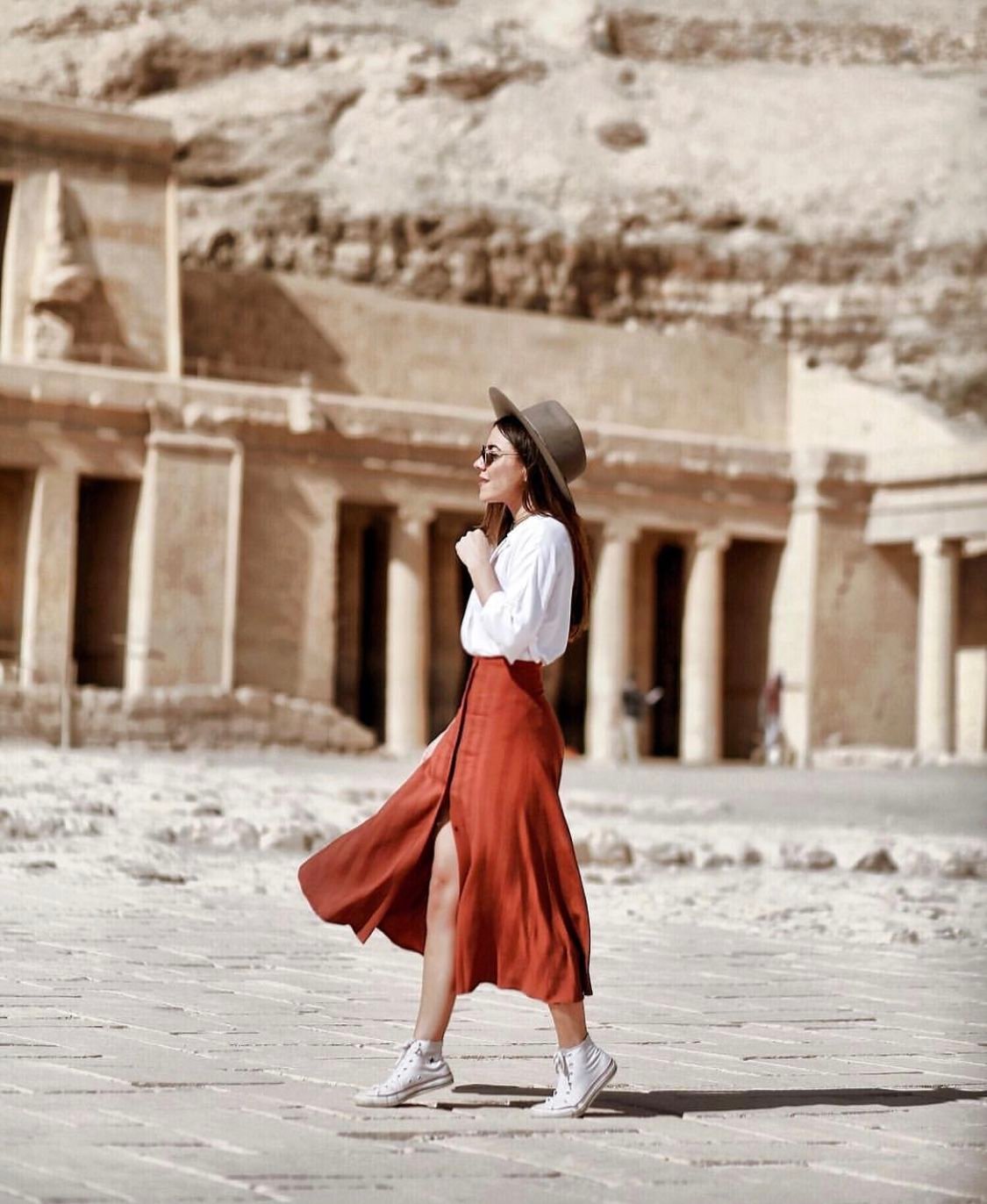 Simple practical outfit for women traveling in Jordan