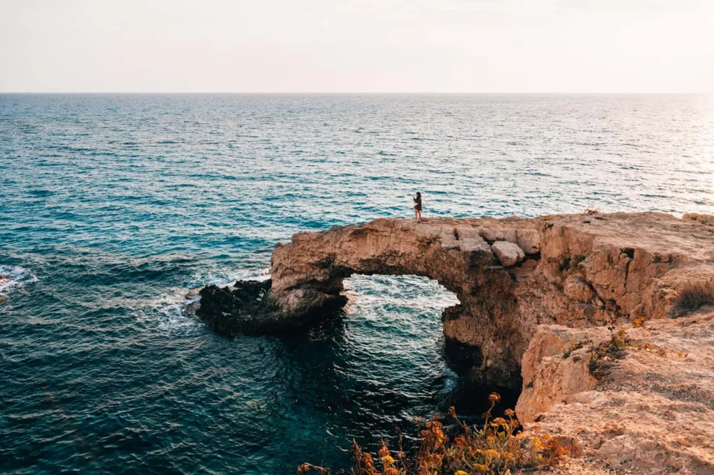 Love Bridge natural rock arch over the sea in Ayia Napa Cyprus