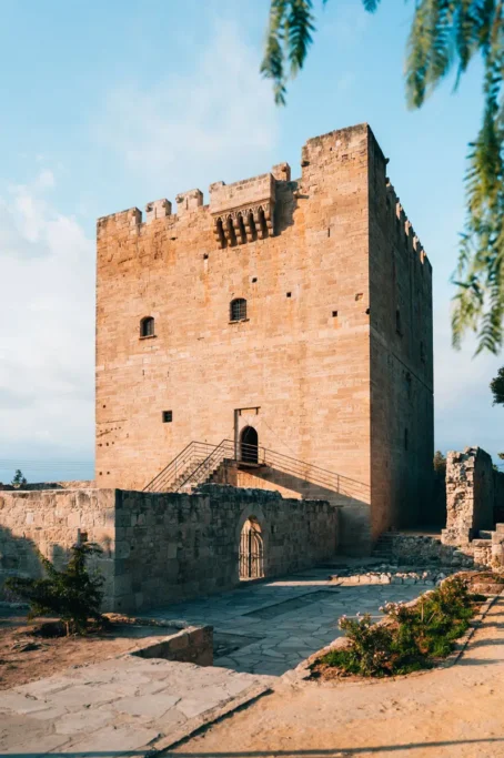 Kolossi Medieval Castle near Limassol Cyprus with stone tower and historic architecture