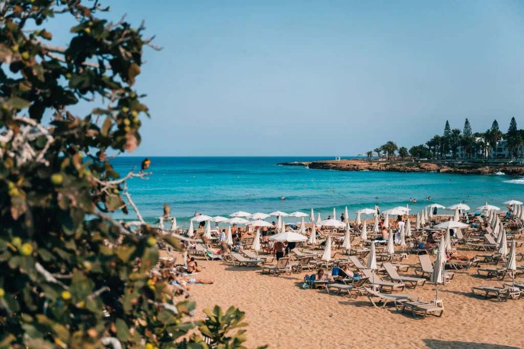 Fig Tree Bay in Protaras with golden sand and clear calm water