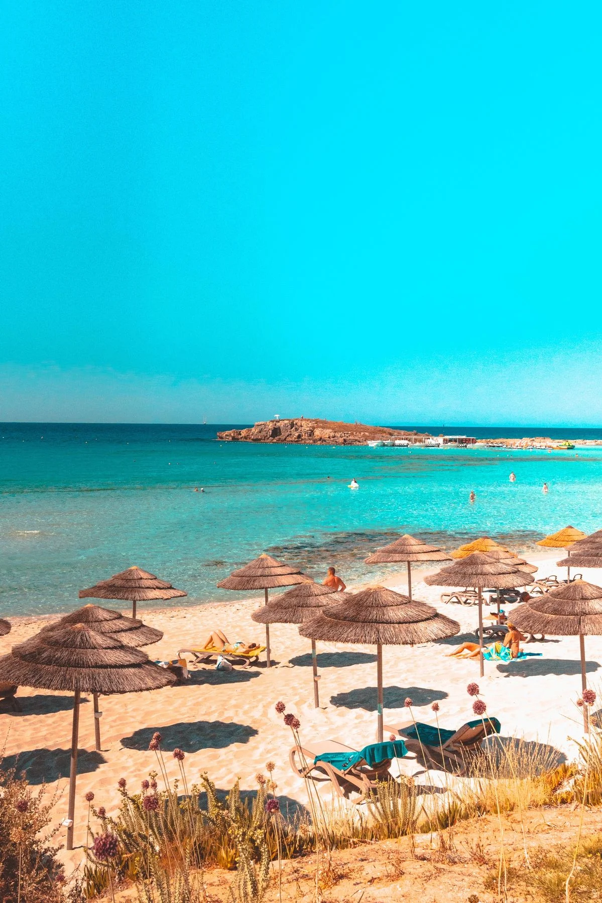 Ayia Napa beach in Cyprus with turquoise water and golden sand