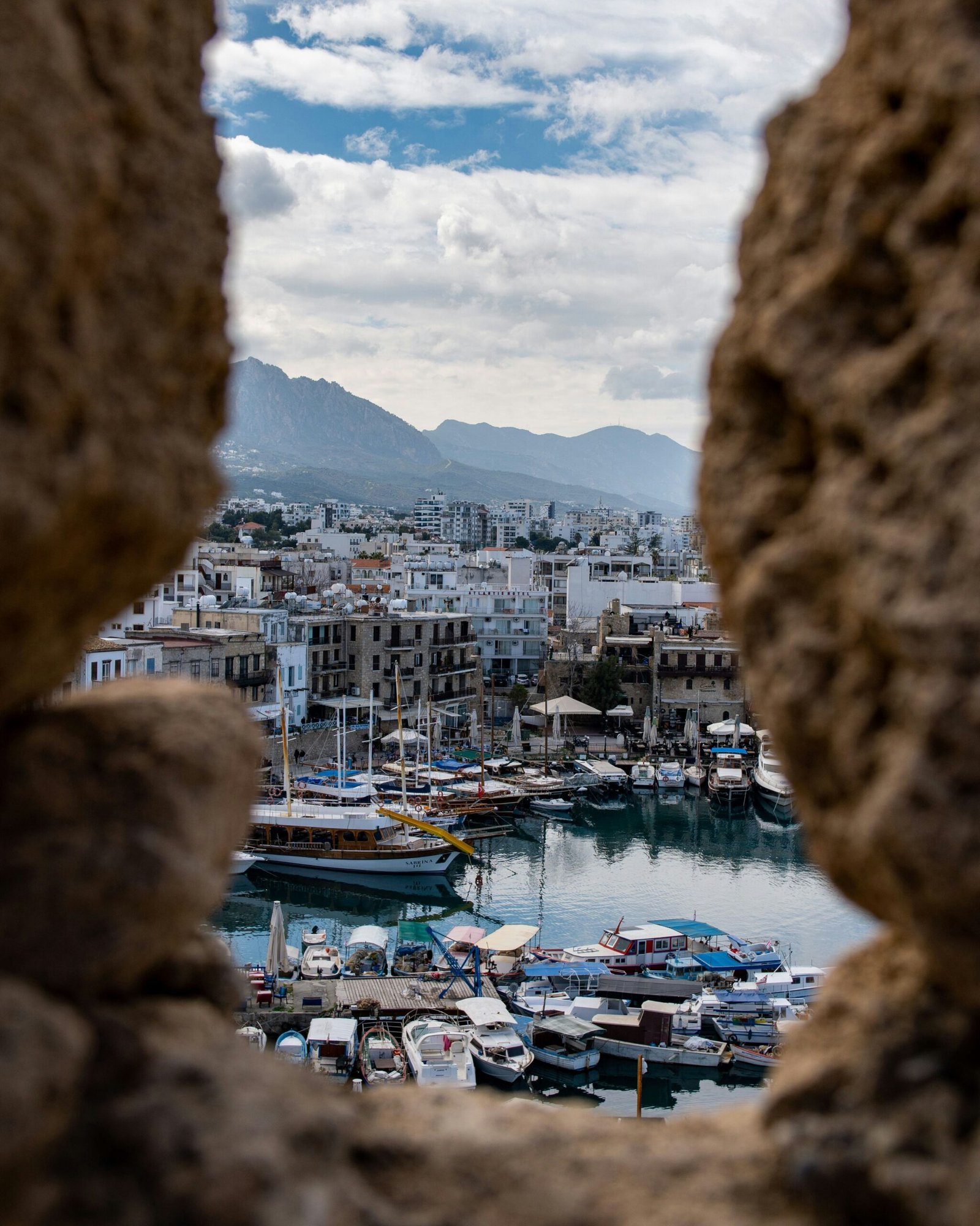 Cyprus coastline with rocky cliffs and bright blue Mediterranean sea