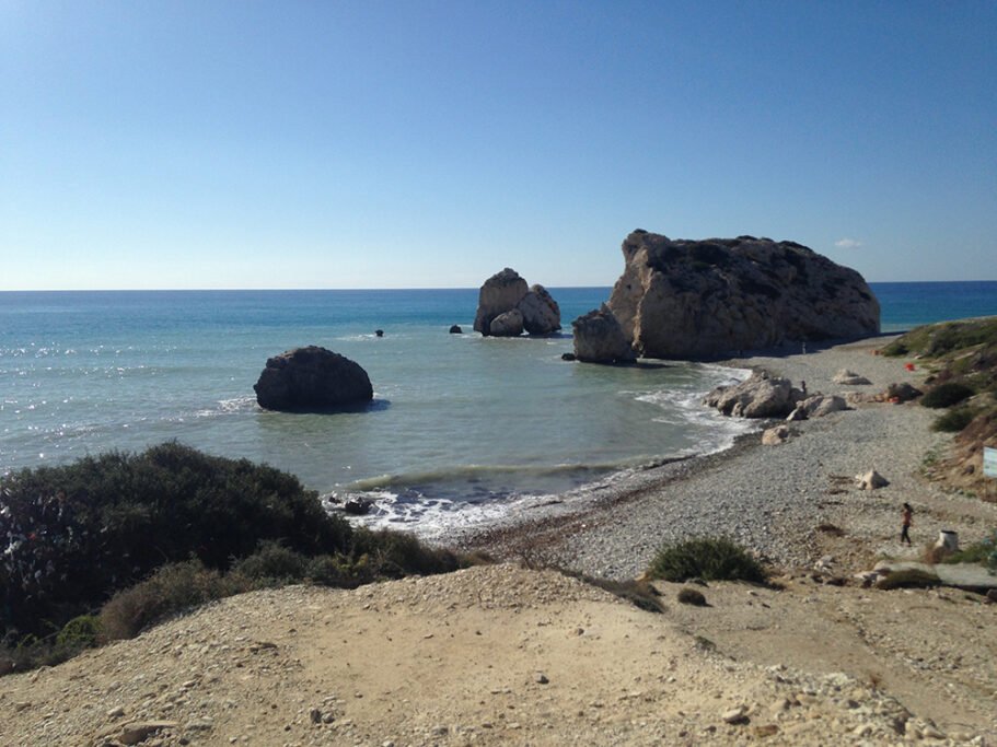 Petra tou Romiou coastline with sea and rock formations in Cyprus