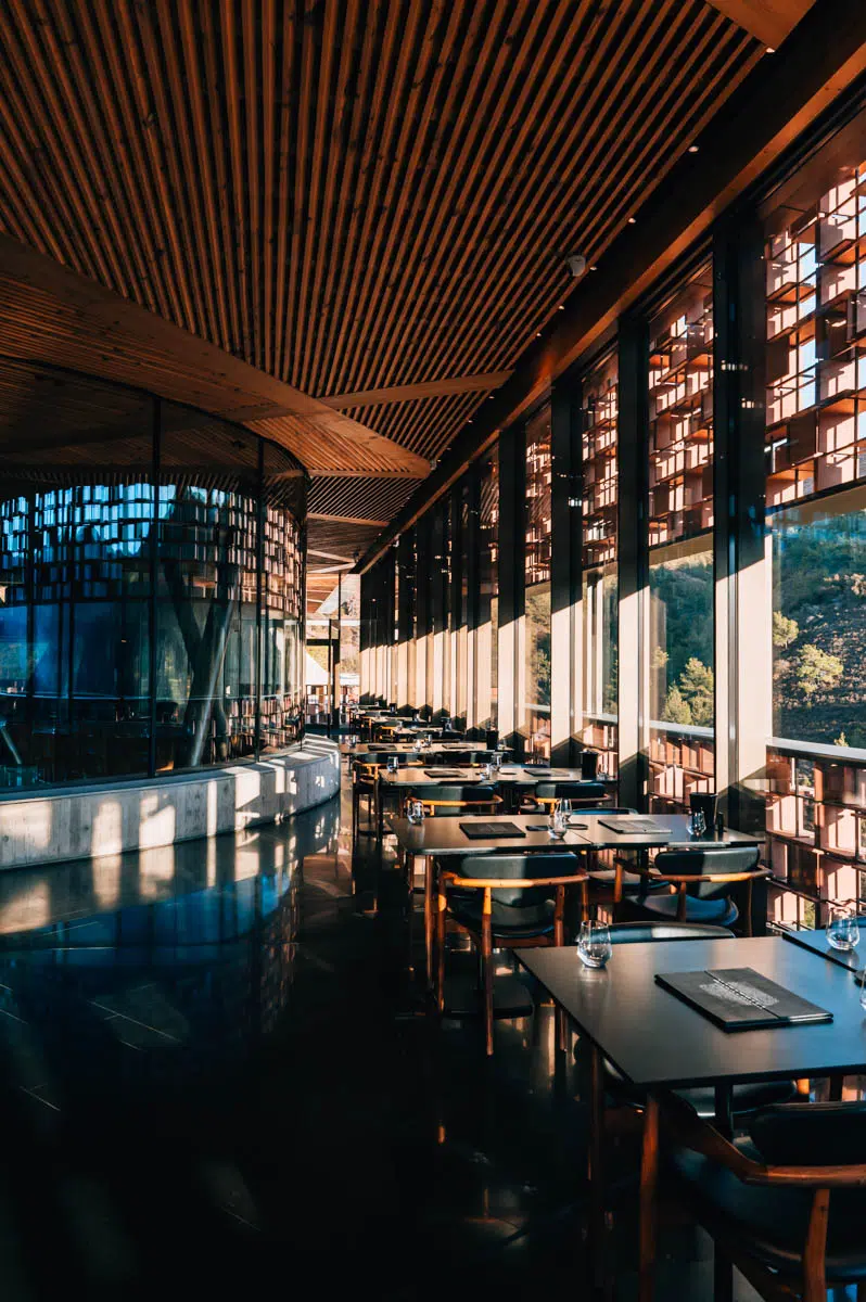 Marathasa Wines in Cyprus with modern architecture and sunset mountain views