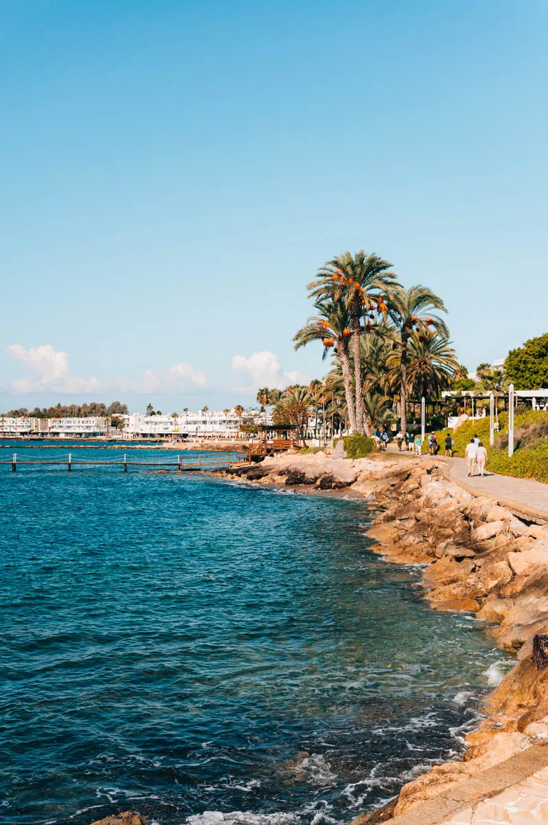 Paphos coastline in Cyprus with sea views and historic holiday atmosphere