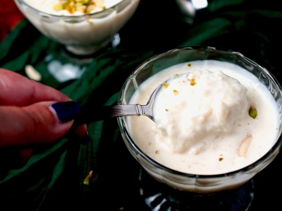 Creamy mastic-flavored milk pudding served as a traditional Aegean dessert