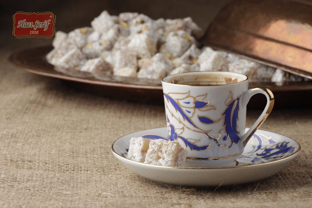 Lokanta on saucer near cup of coffee