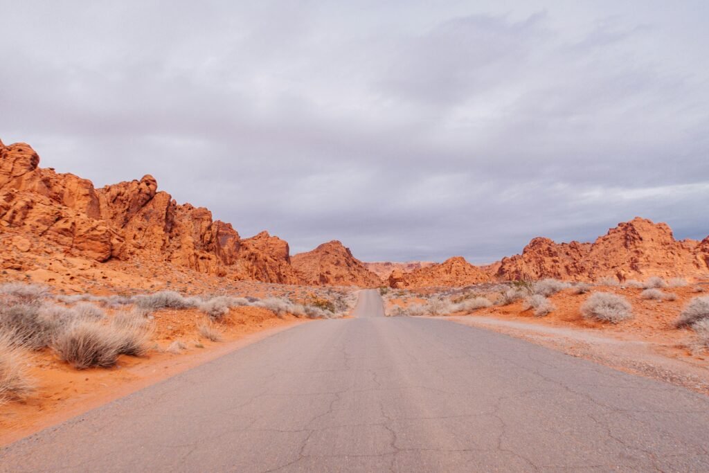 Desert Highway in Jordan stretching into a wide arid landscape