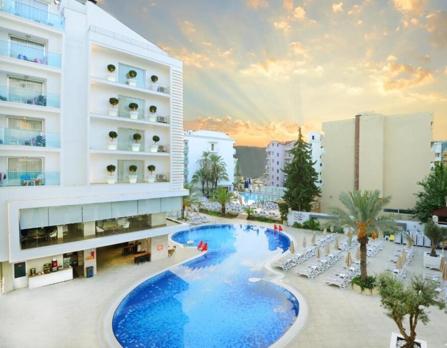 Outdoor pool area at Blue Bay Platinum Hotel in Marmaris