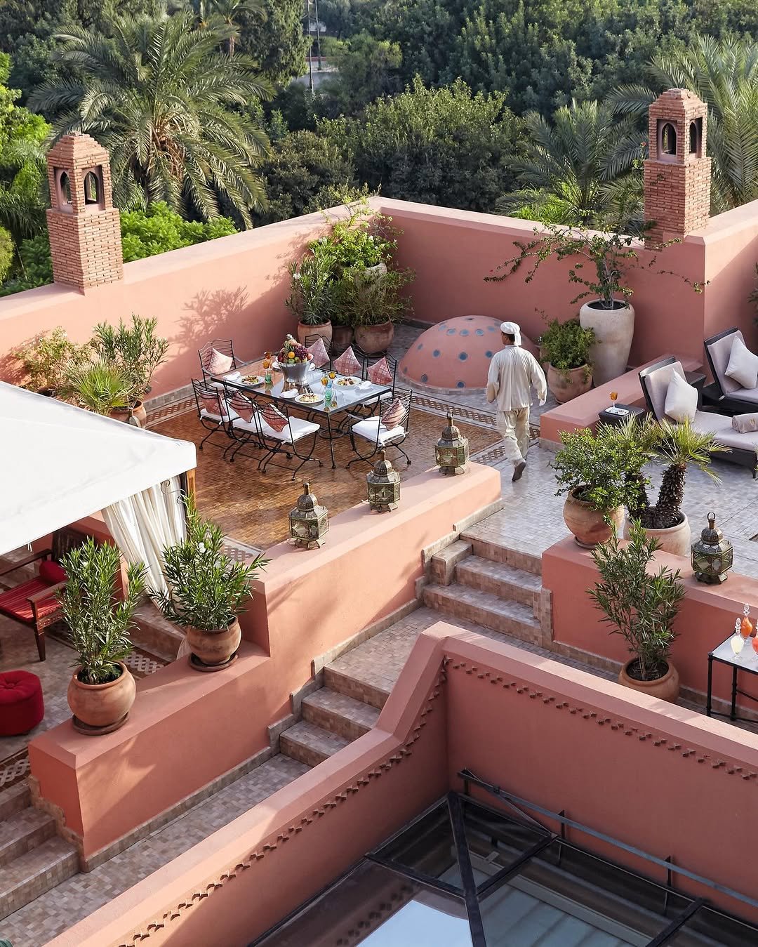 Royal Mansour Marrakech private rooftop terrace with plunge pool and sun loungers