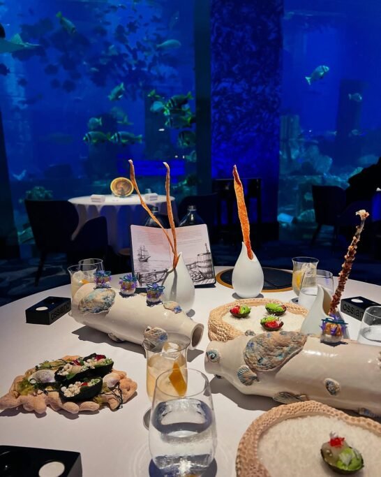Elegant tasting menu dish at Ossiano Dubai for a romantic fine dining experience