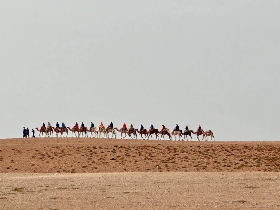 Rocky Agafay Desert landscape near Marrakech with wide open views and dry desert terrain