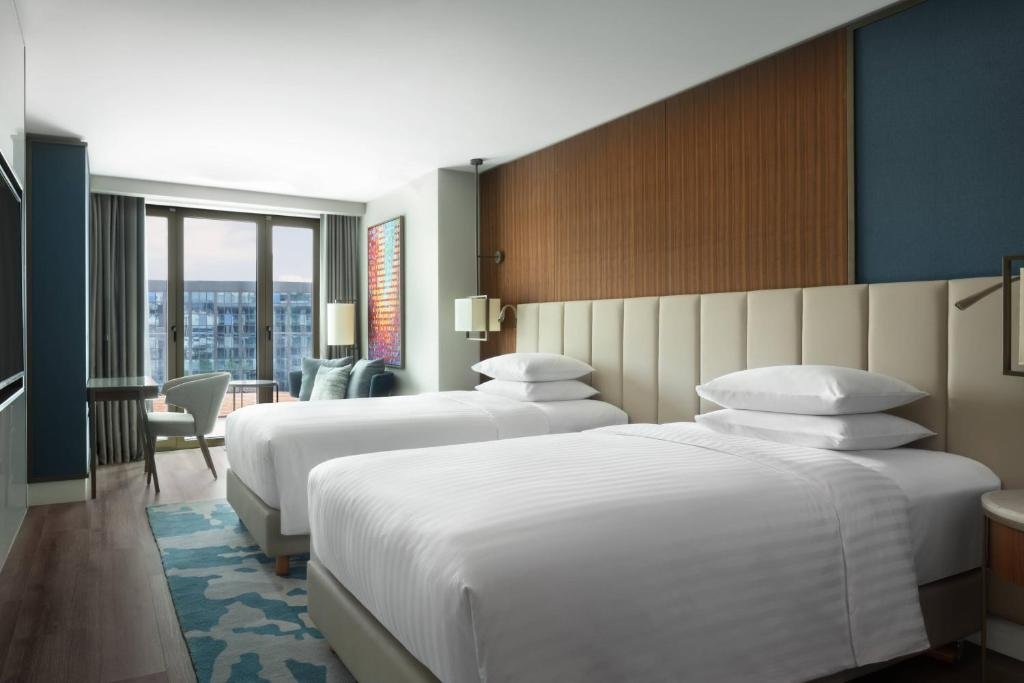 Stylish room at Izmir Marriott Hotel with contemporary decor and city views