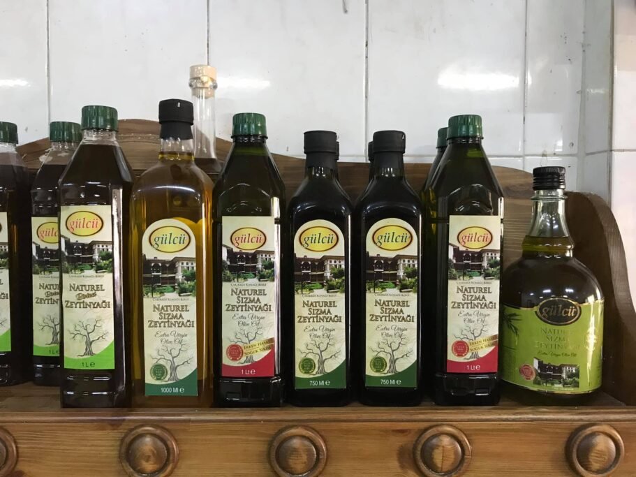 Bottles of local olive oil from Ödemiş and Seferihisar in the Izmir region