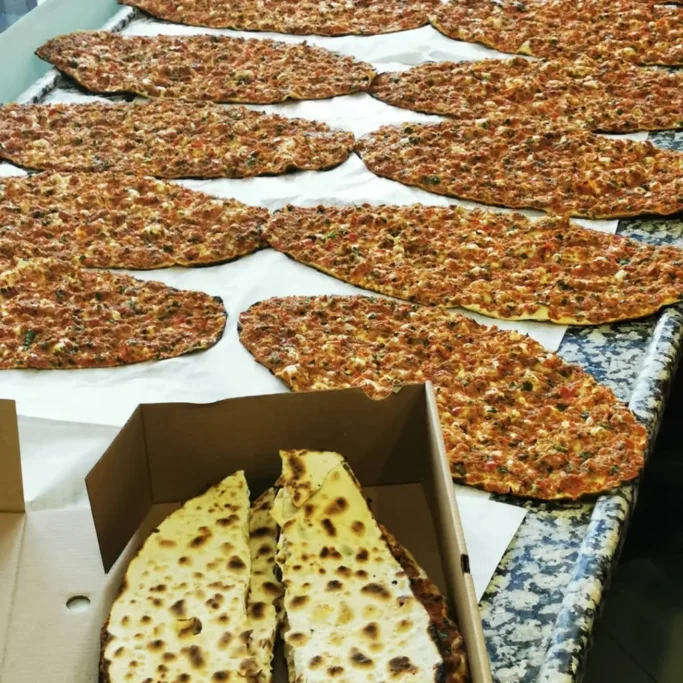 Crispy lahmacun at Eyvan Kebab and Pide in Kadıköy Istanbul