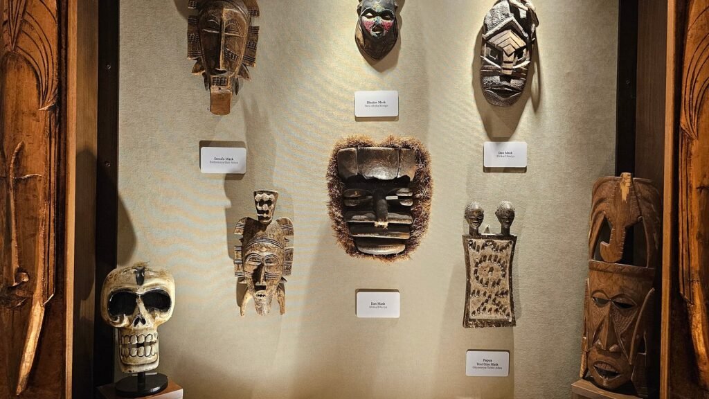 Colorful mask collection at the Mask Museum in Konak