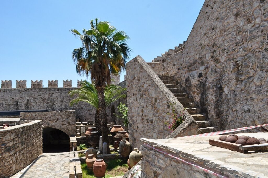 Historical exhibits inside Marmaris Museum at Marmaris Castle