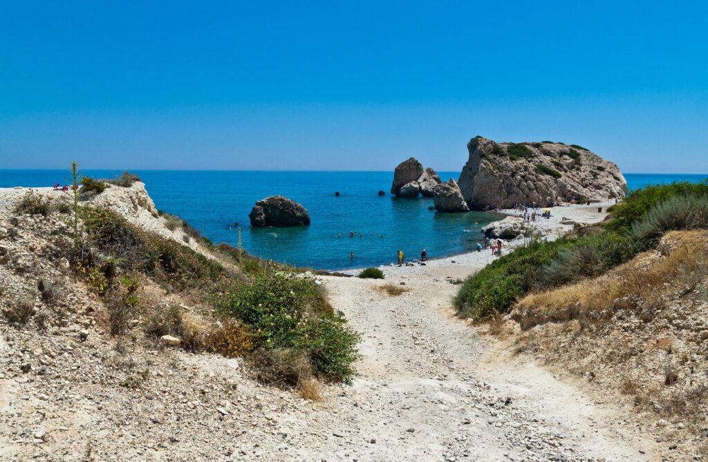 Aphrodite's Rock at Petra tou Romiou on the coast between Paphos and Limassol